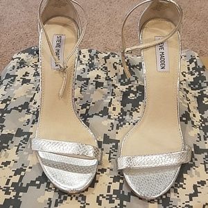 Steve Madden's Stecy Metallic Open Toe Heel